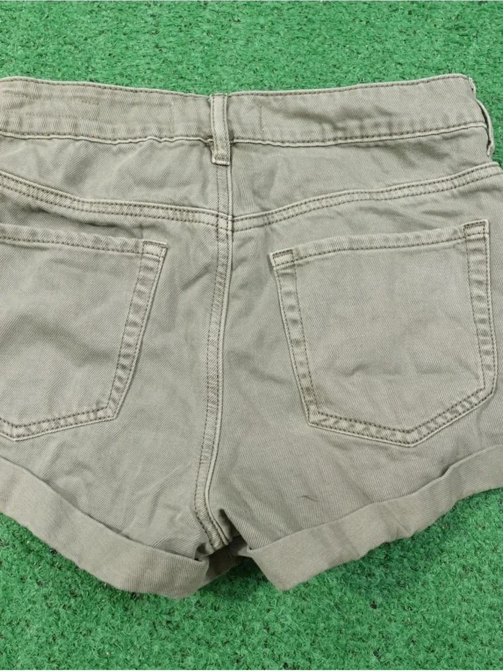 PacSun Olive Green Distressed High-Rise Jean Shorts